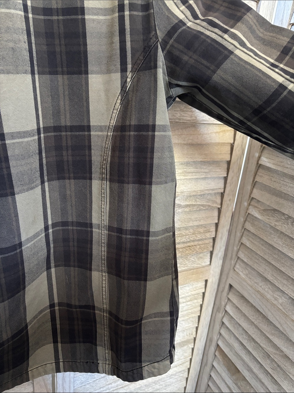 H&M DIVIDED Olive Plaid Western Utility Streetwear 100% Cotton Button-down Shirt - Picture 5 of 16